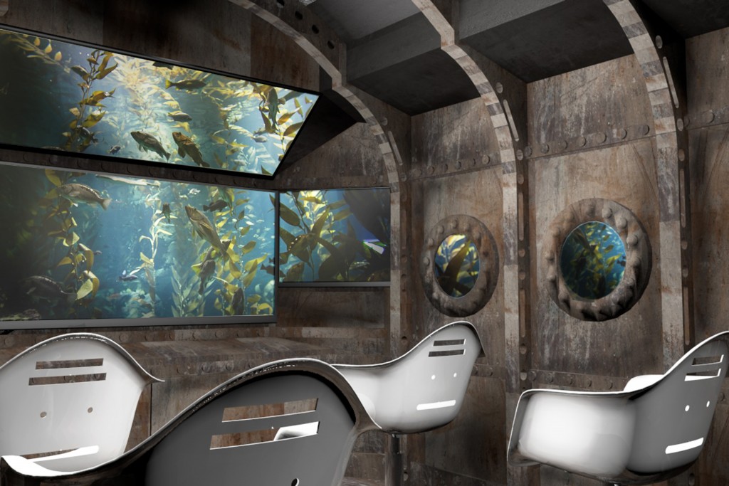 This is a mock up of the interior of the submarine used for the tour animation. 